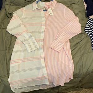 NWT Vineyard Vines white & pink beach cover-up Lg